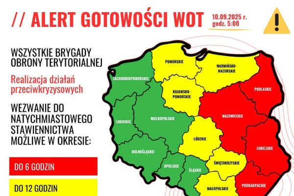 პოლონეთის საჰაერო სივრცის დარღვევის გამო, ქვეყნის ტერიტორიული თავდაცვის ძალები საგანგებო რეჟიმში გადაიყვანეს